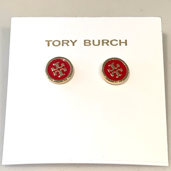 Tory Burch Jewelry - Tory Burch Red Logo Stud Earrings